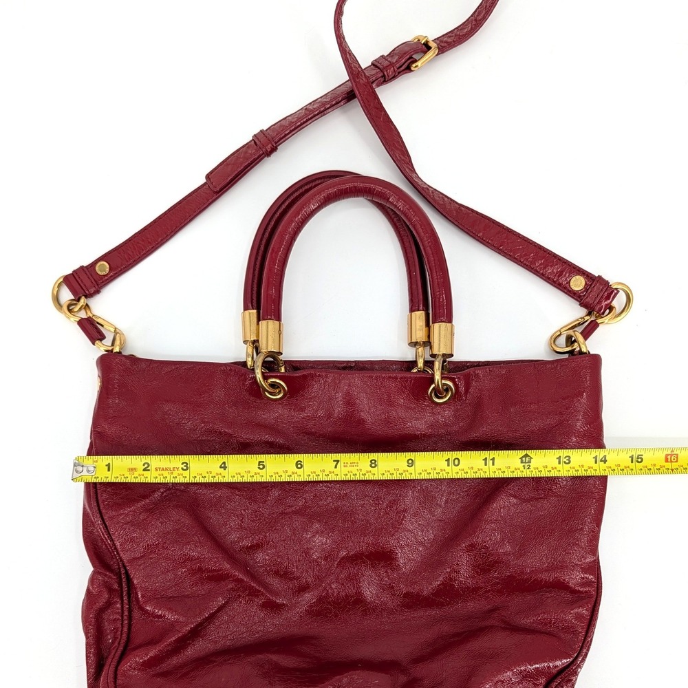 Marc by Marc Jacobs Red Patent Leather Tote Crossbody Bag Gold Hardware - Picture 12 of 14